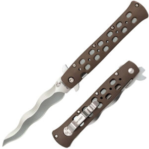 ZYTEL HANDLE TI-LITE KRIS BLADE KNIFE - BROWN, SPEAR POINT, PLAIN EDGE, 4" BLADE